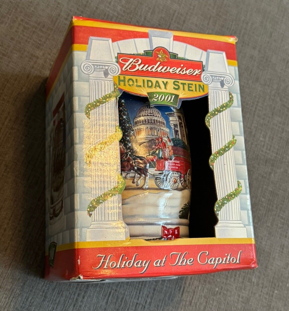 NEW 2001 Budweiser Holiday at The Capitol Holiday Stein CS455 Beer Mug