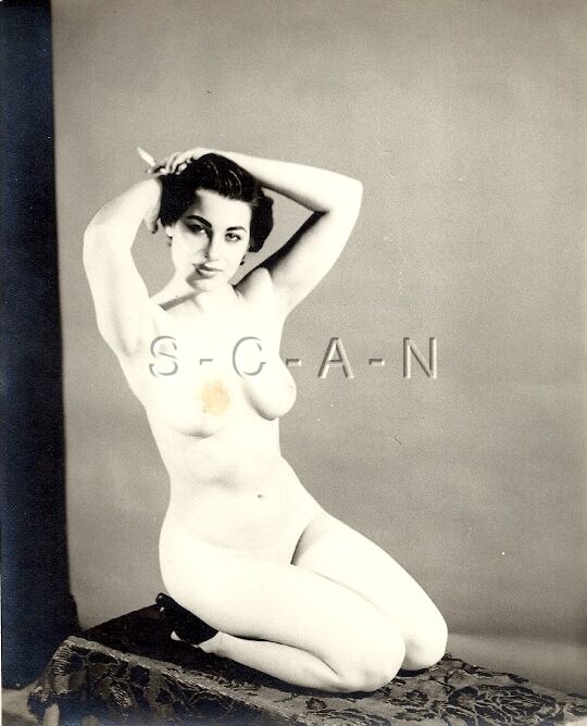 Original Vintage 1940s-60s Nude (8 x 10) RP- Detroit- Artistic- Leans Backwards