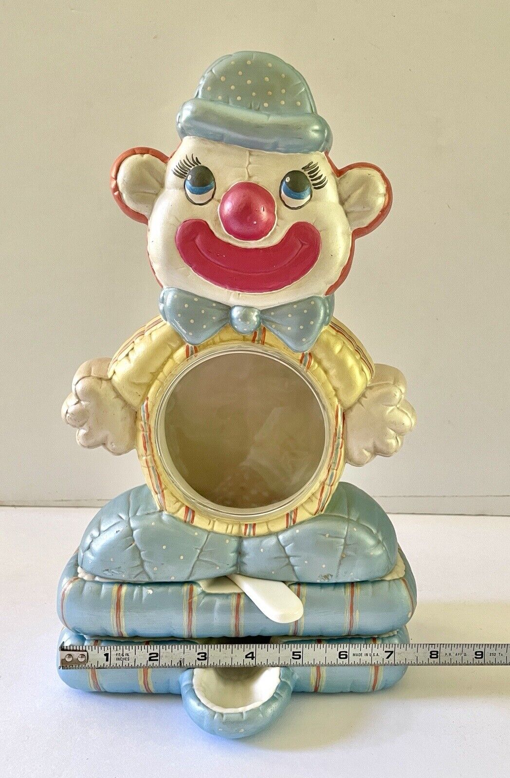 Vintage Ceramic Kimple Mold 4 Piece Clown Gumball Dispensers W/ Clear View Belly