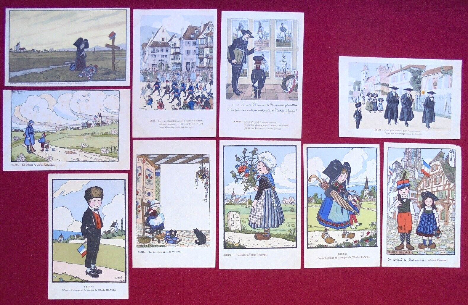 Cpa HANSI Lot of 10 Cards History of Alsace - P J Gallais ed. circa 1920...