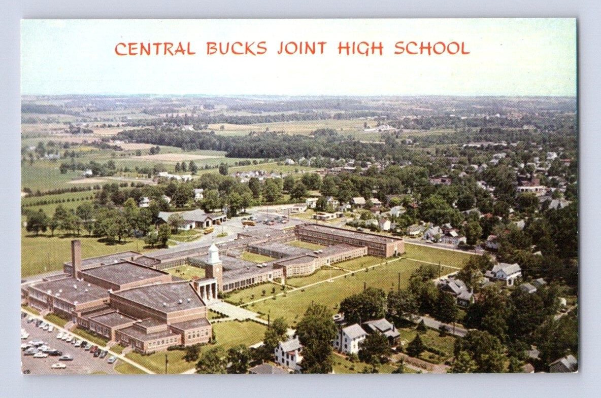 1950\'S. CENTRAL BUCKS JOINT HIGH SCHOOL. DOYLESTOWN, PA. POSTCARD EE19
