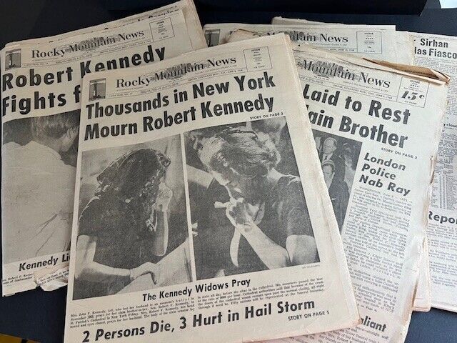 Rare - Vintage RFK  Assassination Rocky Mountain News  -  June 6th - 10th.  1968