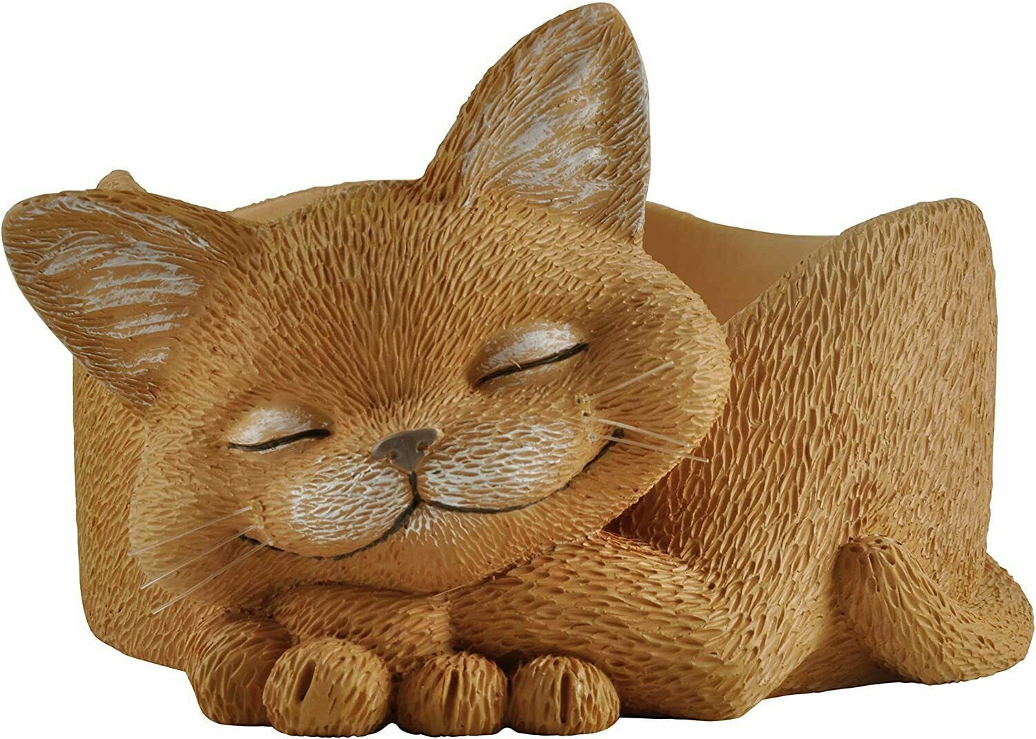 Whimsical Smiling Happy Orange Cat Trinket Holder Dish/ Planter *Sweetest Face  
