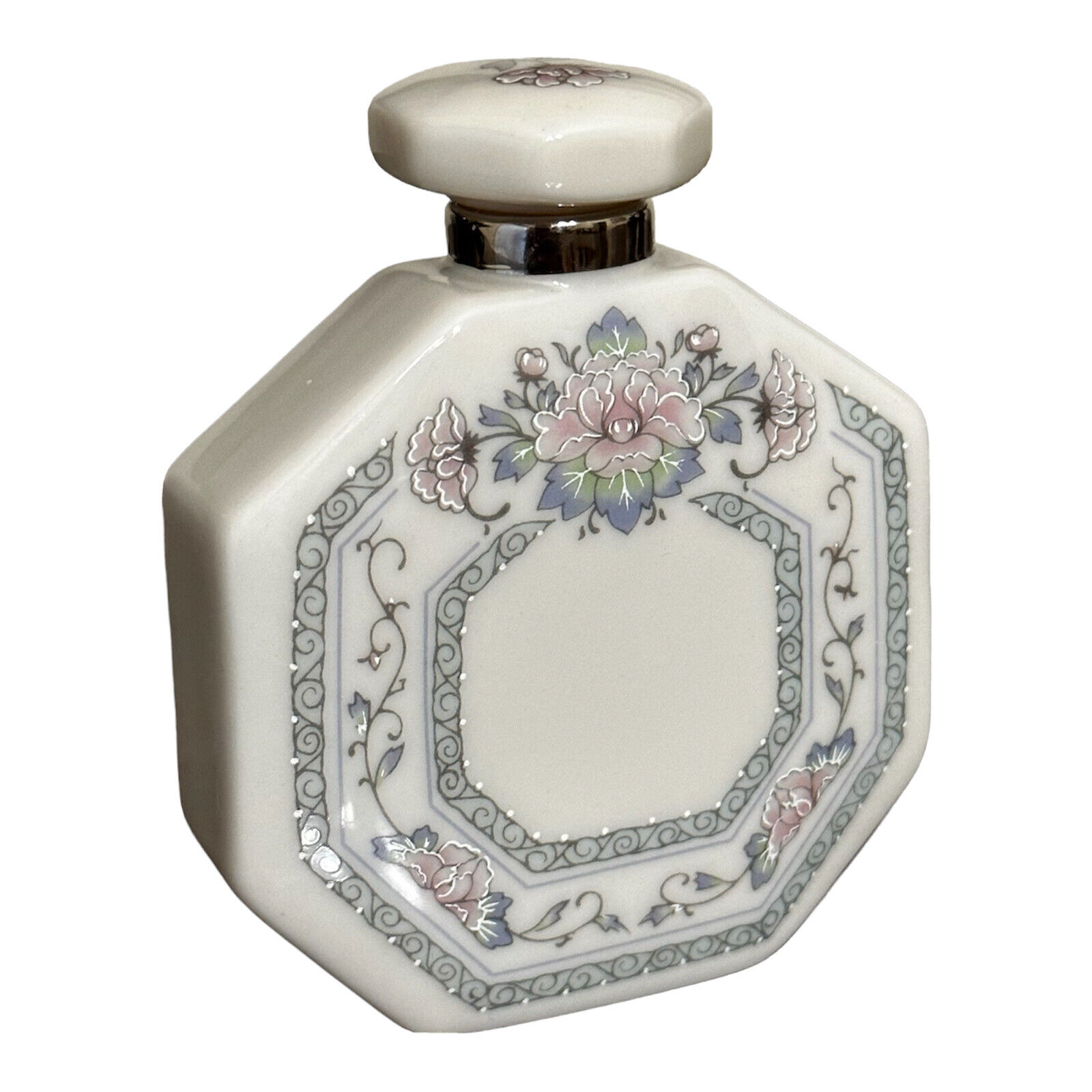 Lenox Charleston Floral Porcelain Perfume Bottle Made in USA Vintage