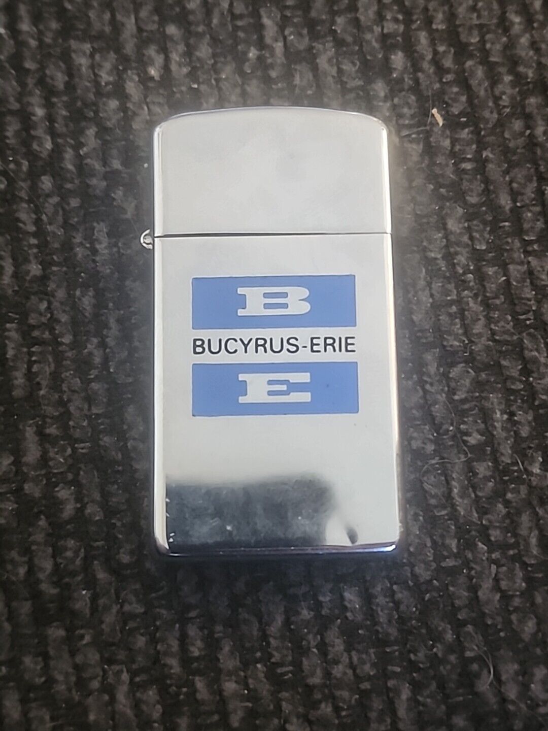 Vintage 1981 Bucyrus Erie Advertising Slim Chrome Zippo Lighter