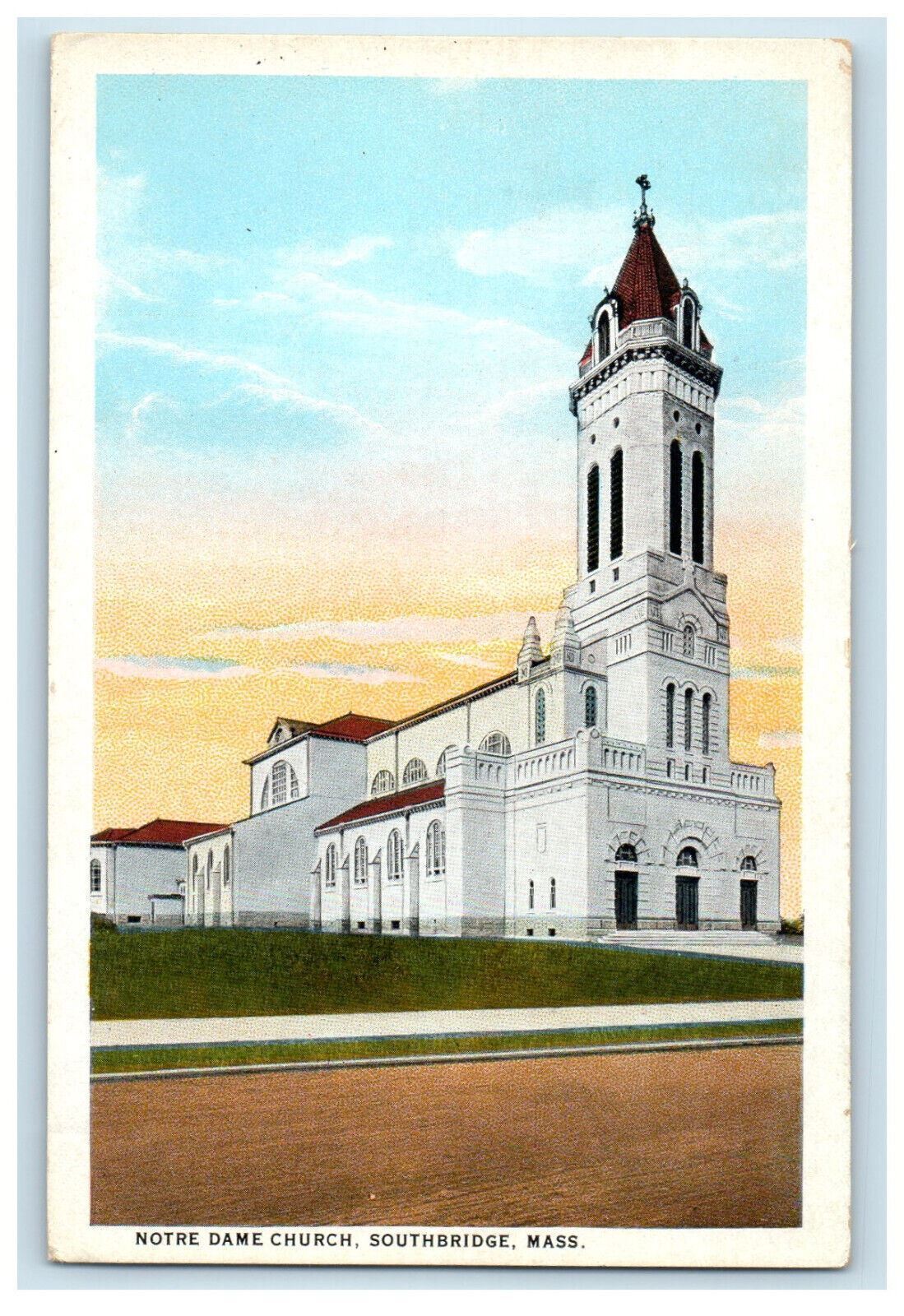 c1920s Notre Dame Church, Southbridge Massachusetts MA Antique Postcard