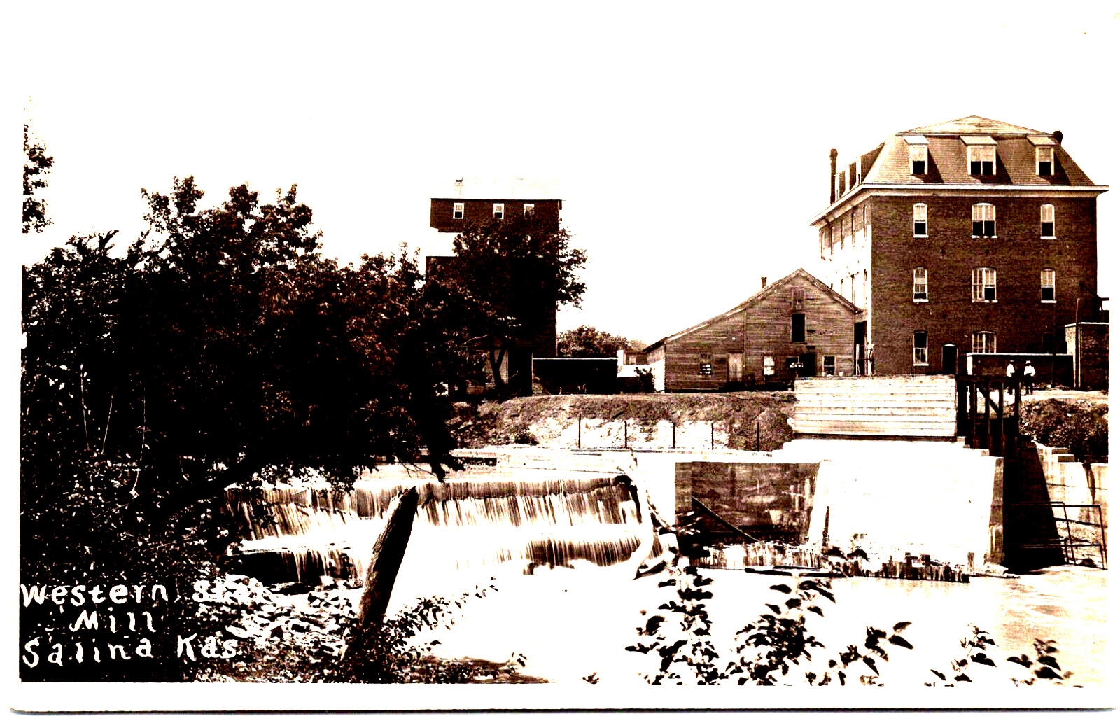 Antique Real Photo RPPC Postcard Western Star Mill Salina, Kansas 1909