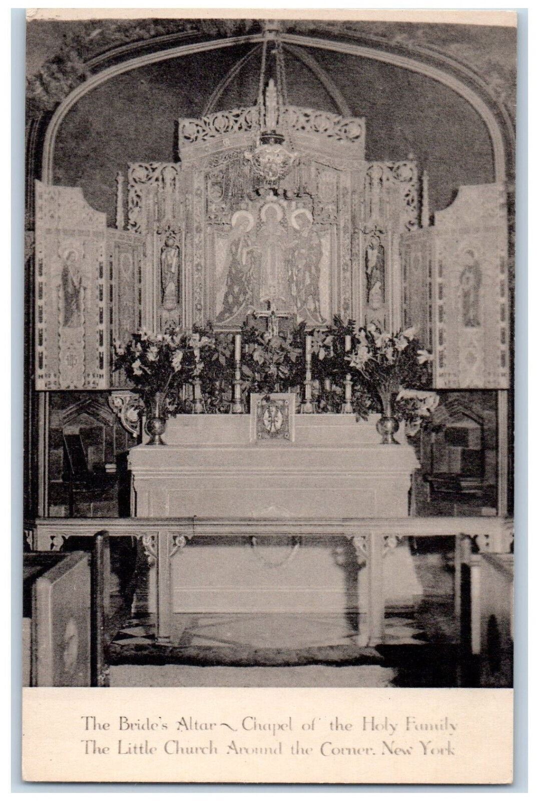 c1940's The Bride's Altar Chapel of the Holy Family Little Church NY Postcard