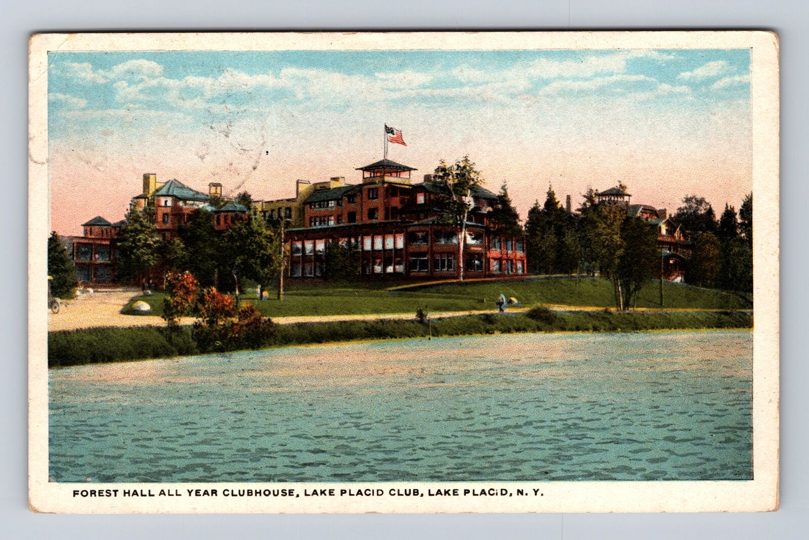 Lake Placid NY-New York, Forest Hall Clubhouse, Antique Vintage Postcard