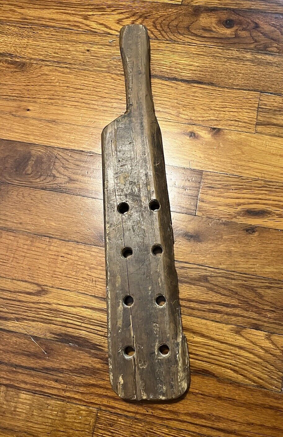 Vtg Old School Lesson Learning Wooden Paddle With Holes Drilled Attitude Adjust