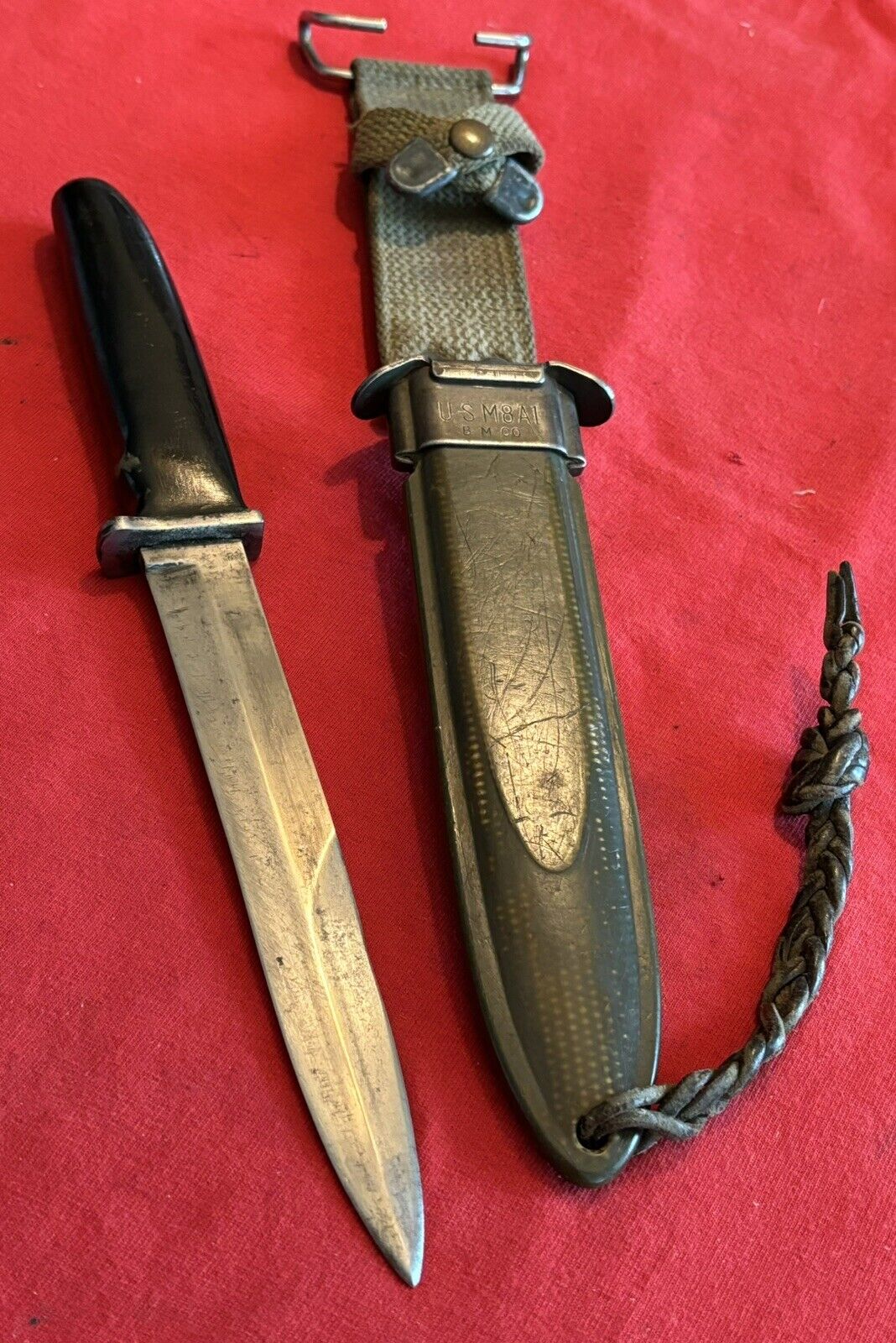 WW2 M3 BLADE CUSTOM FIGHTING KNIFE WITH USM8A1   SHEATH - UNIQUE WOOD HANDLE