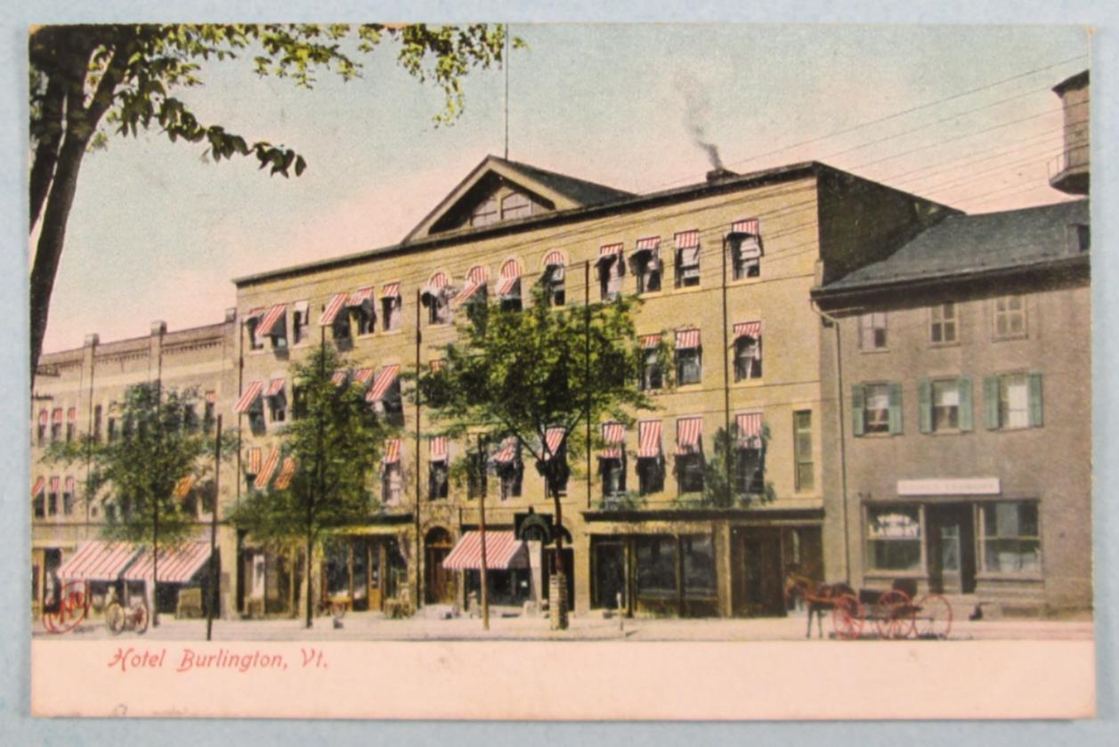 Hotel Burlington, VT Vermont Early Vintage Postcard (#F641)