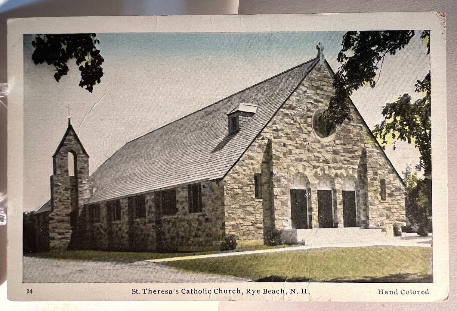 New Hampshire - St. Theresa’s Church, Rye Beach - Vintage Postcard Hand Colored