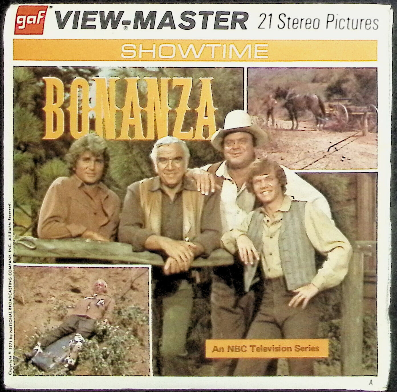Bonanza - A Home for Jamie 1971 NBC 3d View-Master 3 Reel Packet - Full Color