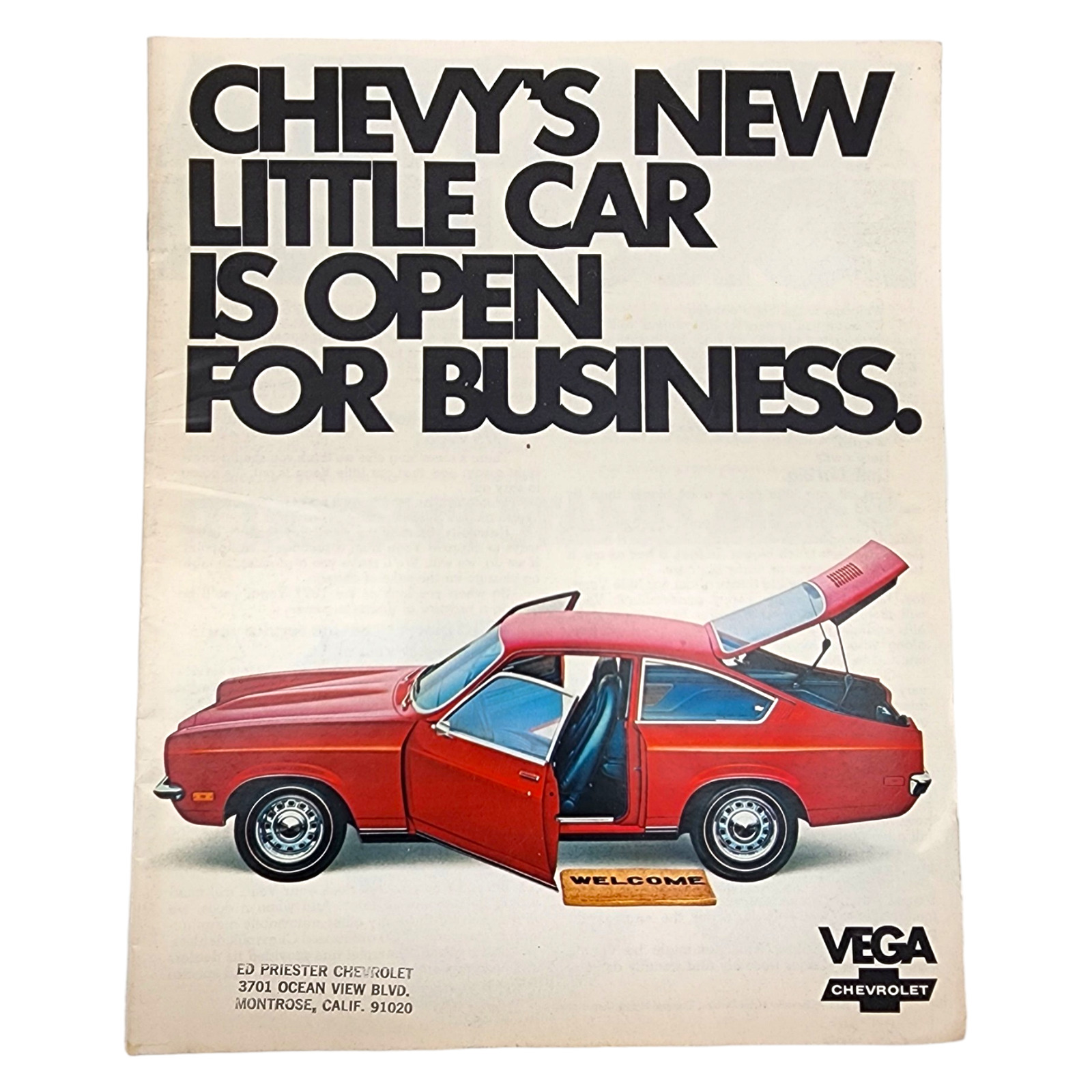 Chevrolet 1971 Vega Advertisement Vintage Car Dealer Sales Brochure