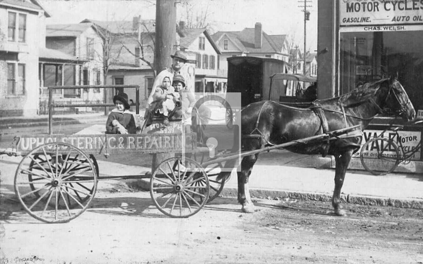 Third Street View Upholstering & Repair Wagon Dayton Ohio OH Reprint Postcard