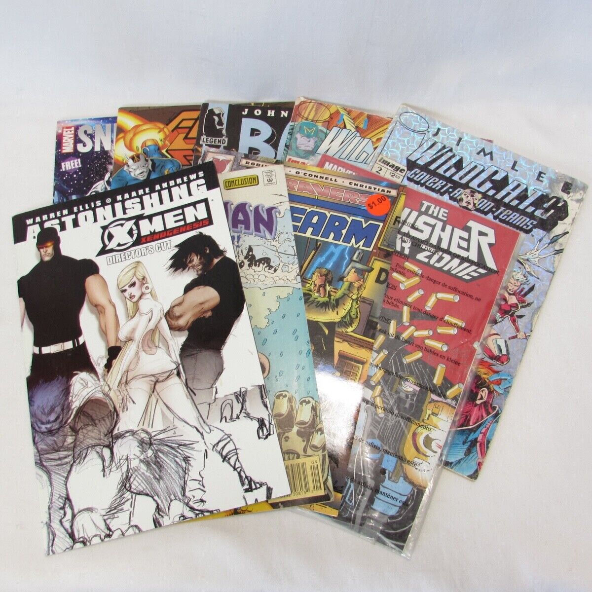 Random Comic Book lot of 9 Wildcats X Men Punisher #1 Rare Vintage Original