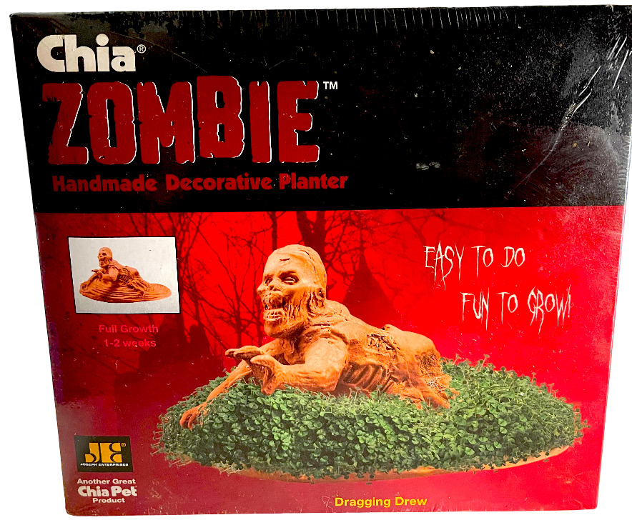 CHIA ZOMBIE DRAGGING DREW Hand Made Grass Planter COMPLETE KIT w/Seeds+Tray /19z