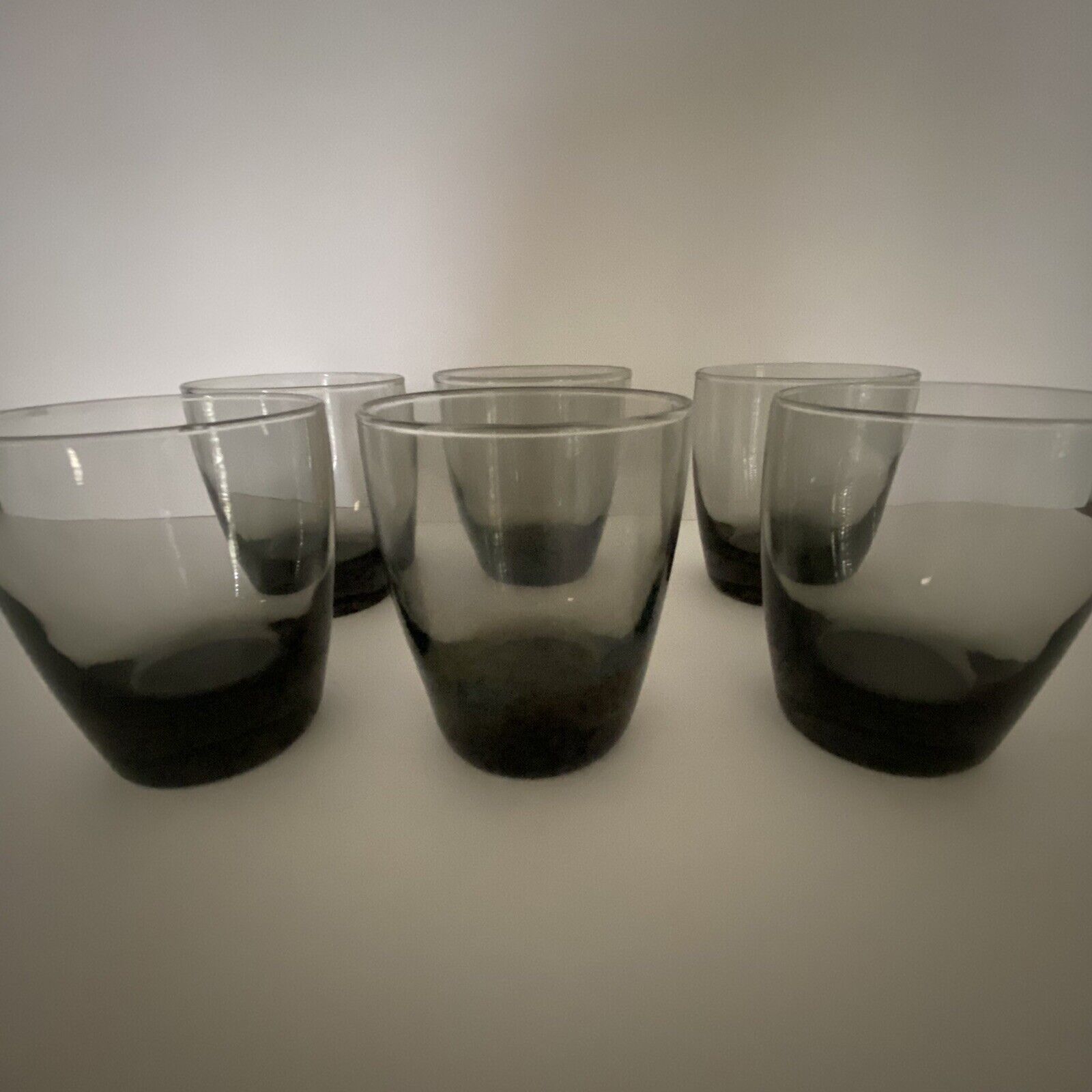 Vintage Set of 6 Libbey Glasses Whiskey Rocks Ombré Smoke Black 