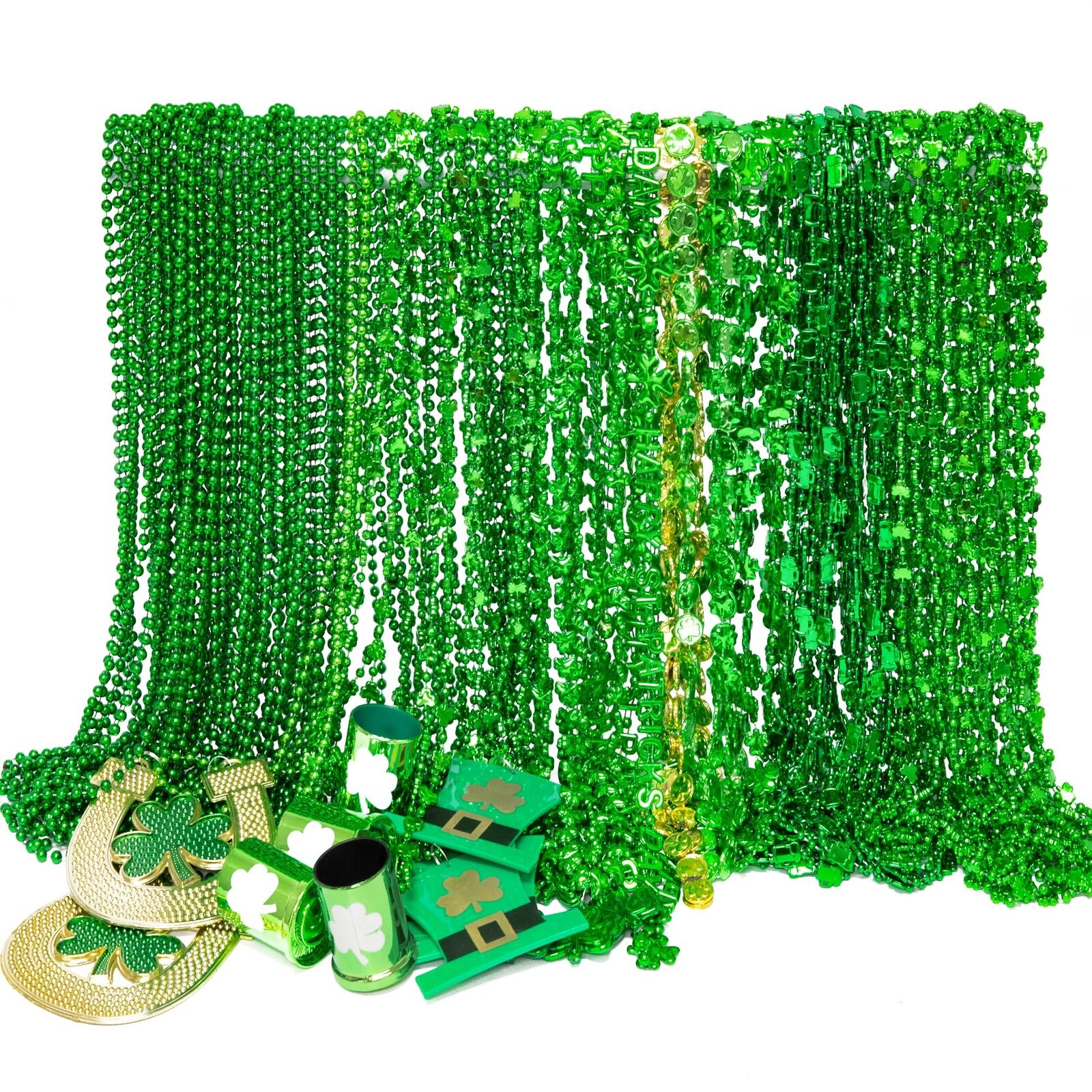 120PCS St Patricks Day Beads Necklace Green 10 Kinds of St Patricks Beads M