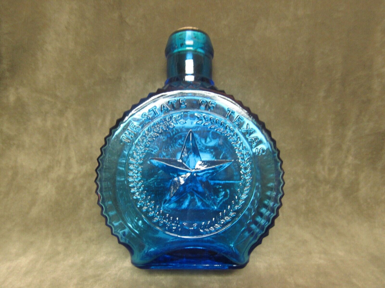 Vintage 1981 Prototype Texas Sesquicentenial Blue Glass Large Bottle Shaped Bank
