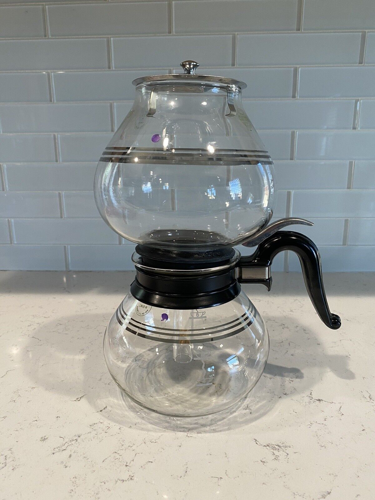 VTG Pyrex LWA8-M double bubble vacuum seal coffee pot.
