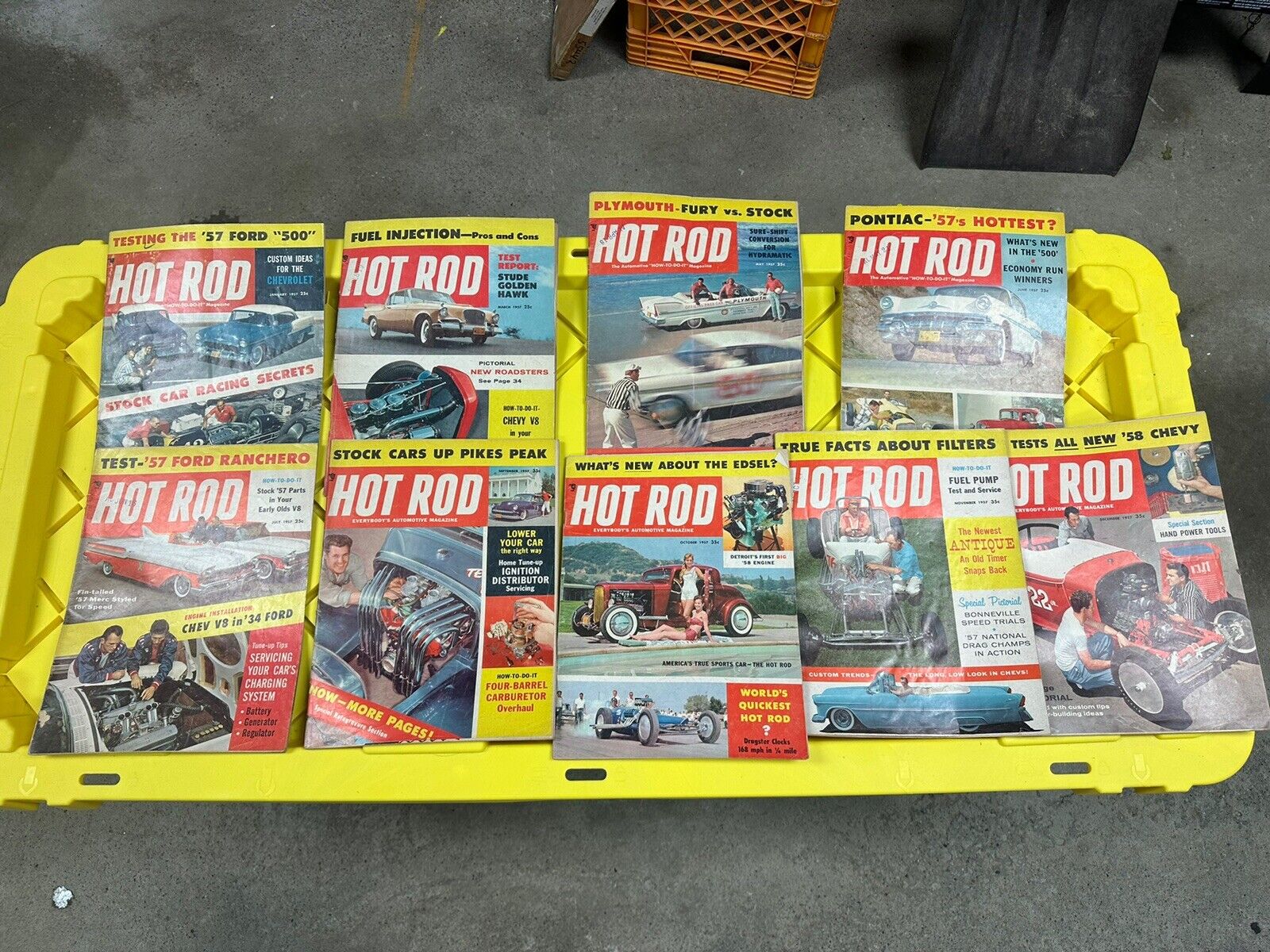 Lot Of 9 HOT ROD Magazine Year Of 1957 set. Excellent Condition Custom