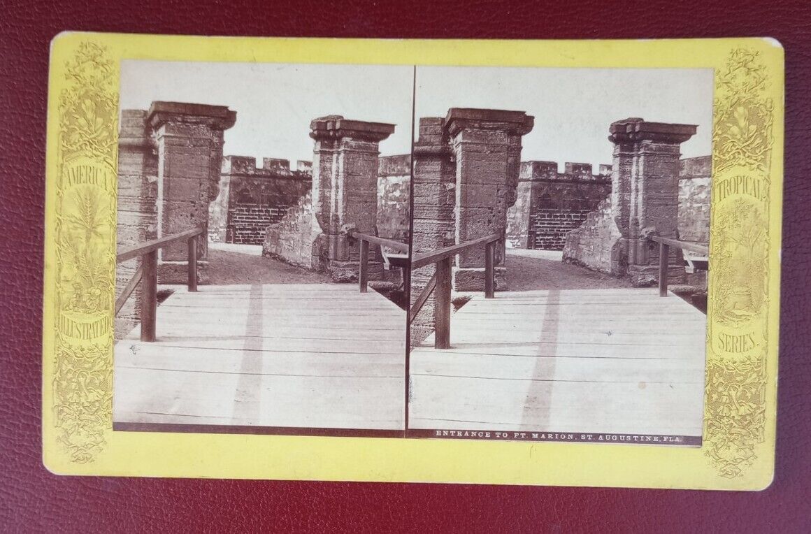 Antique Stereoview 1875 Entrance To Ft. Marion St. Augustine, Florida