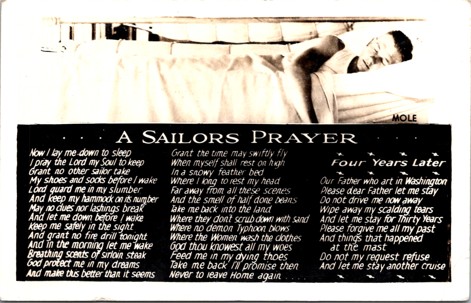 Great Lakes Illinois Naval Training Real Photo A Sailors Prayer 1942 Postcard 