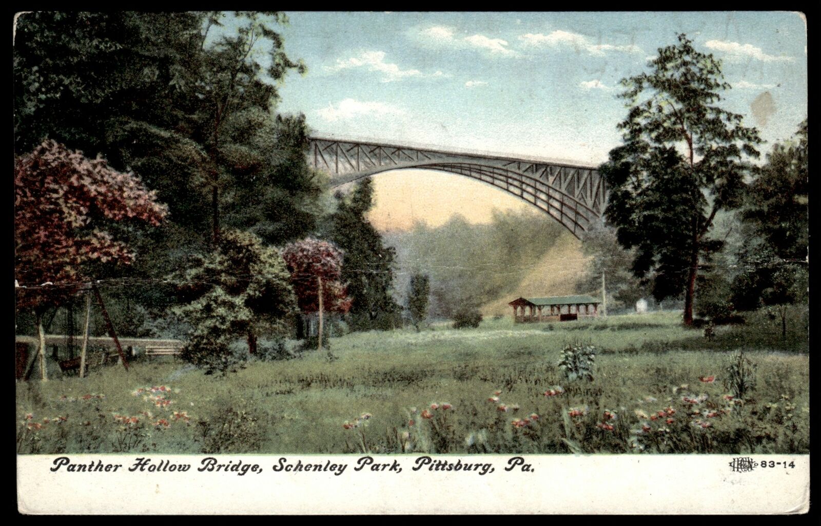 1909 Postcard Panther Hollow Bridge, Schenley Park, Pittsburg Pennsylvania PA