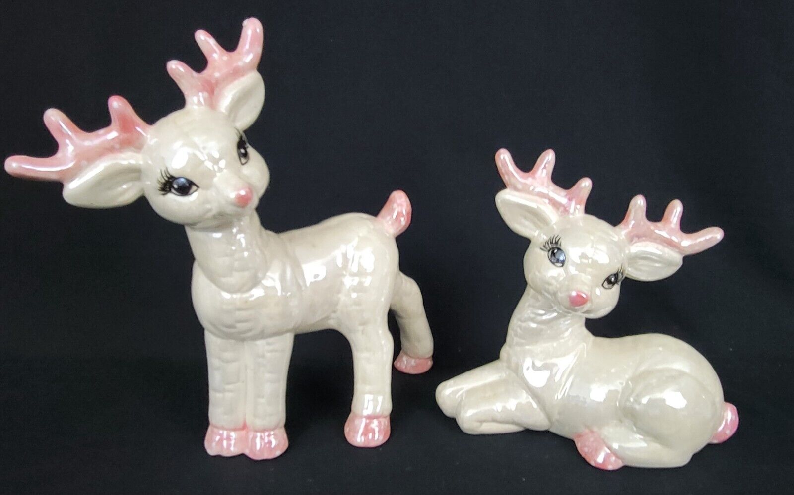 Pair of 2 Vintage Deer Reindeer MCM Christmas Mid Century Modern Figurines 1989