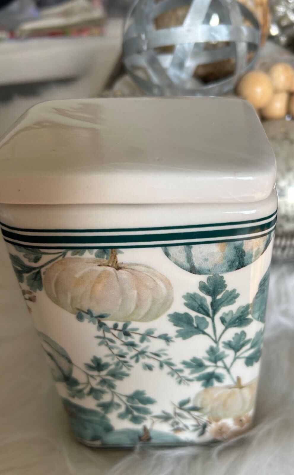 Vintage Porcelain Floral Tea Canister 