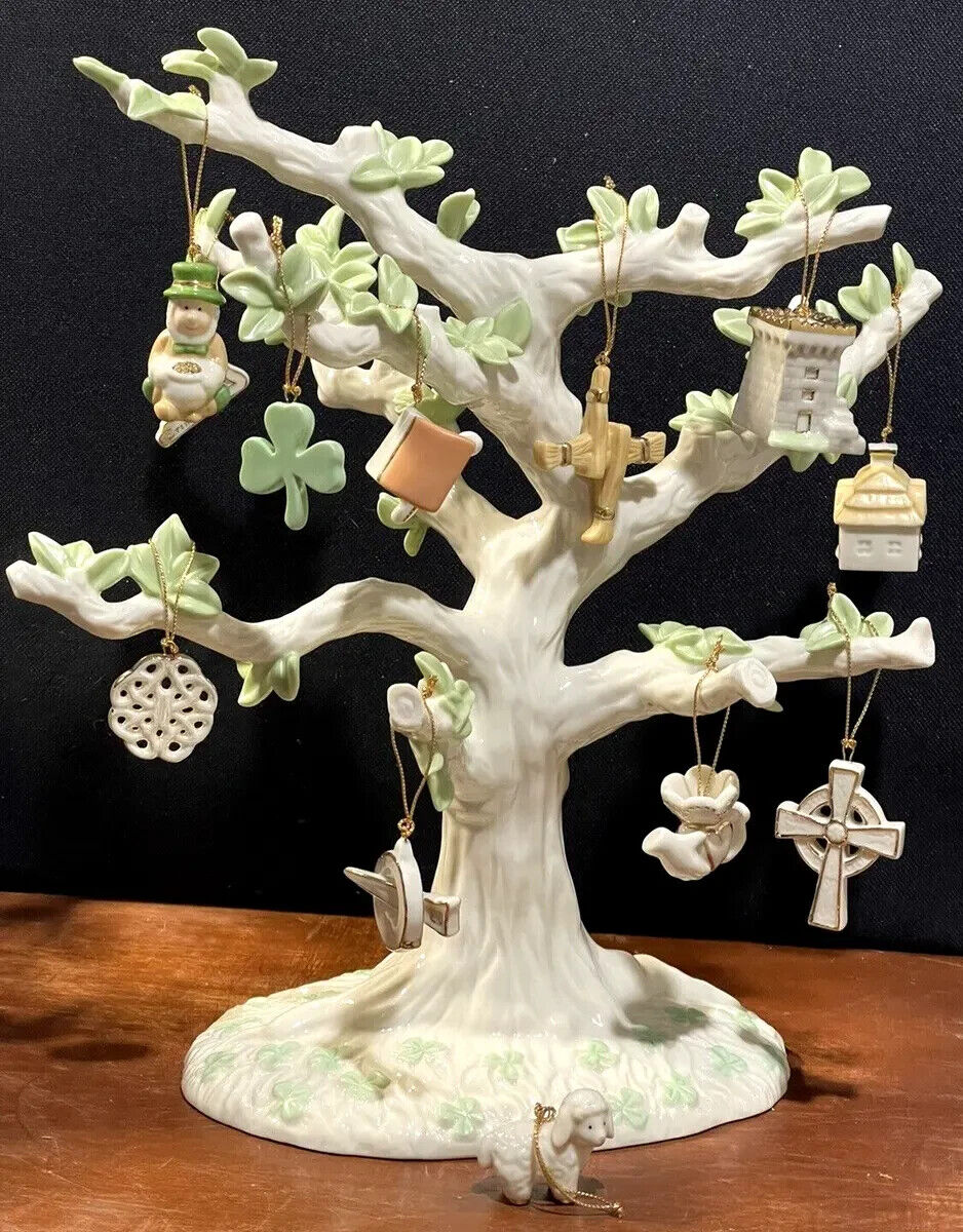 Lenox Luck of the Irish Miniature Tree W/ 12 Ornaments Complete Set Original Box