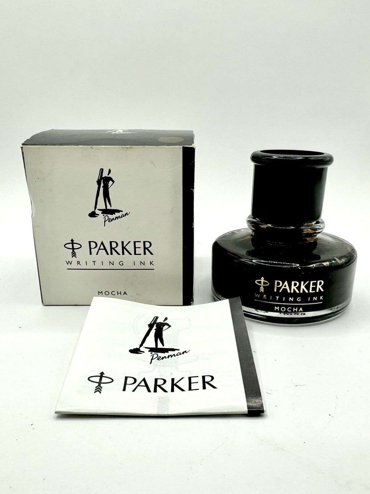 NOS PARKER PENMAN MOCHA BROWN INK, NEW BOTTLE 50ml BOXED PAPERS DISCONTINUED