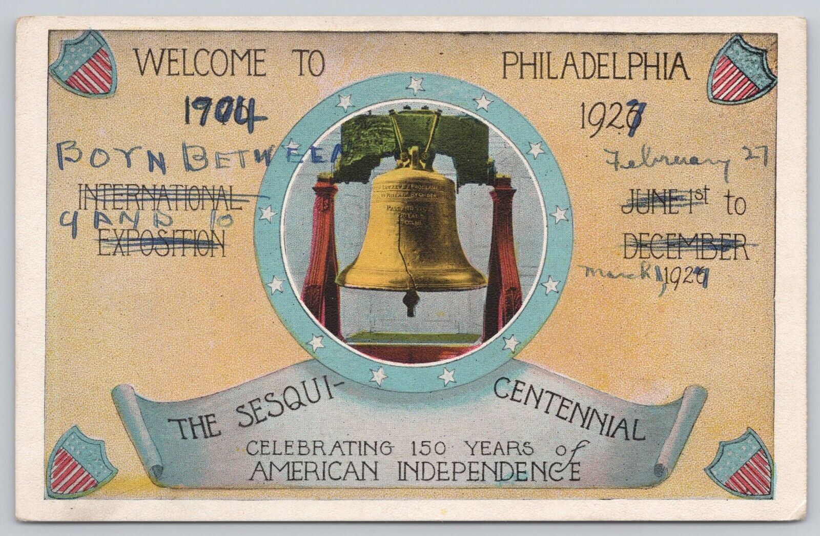 Vintage Post Card The Sesqui-centennial American Independence 150 years A77