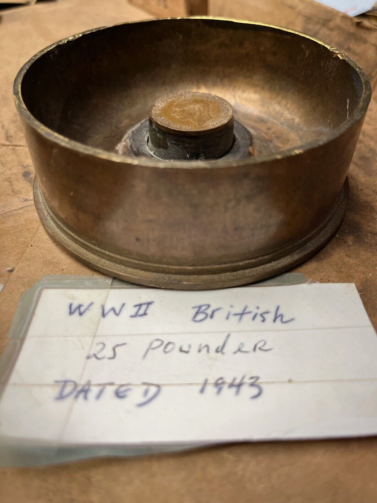 WWII  British 25 Pounder Shell 1943  Ashtray Or Trinket Dish