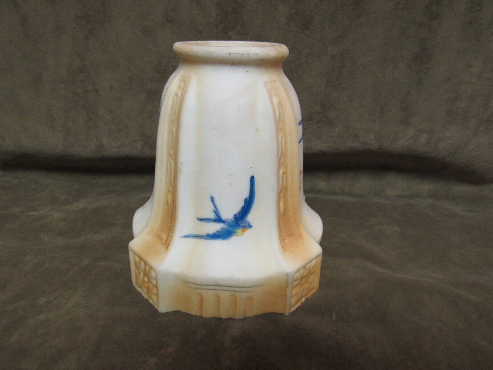 Rare Antique Glass Light / Lamp Shade Bluebird China Go-With Hand Painted #1