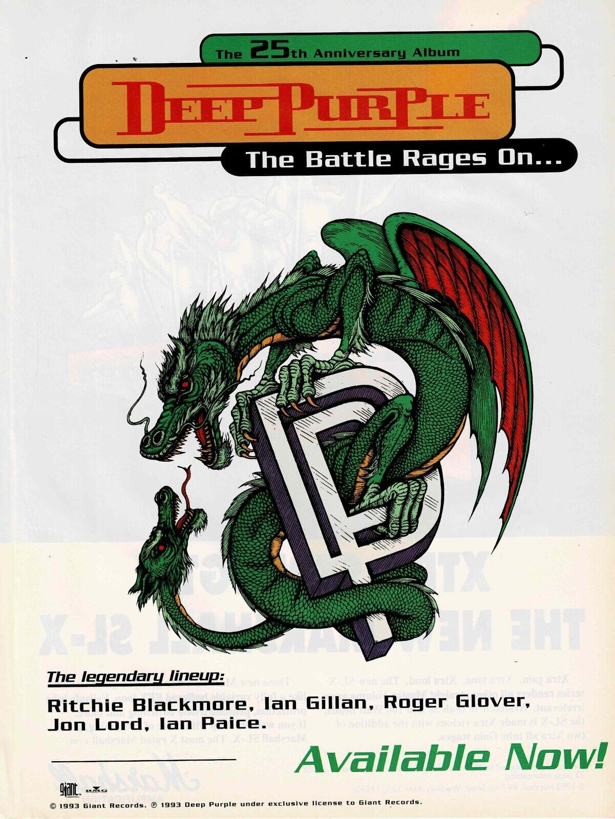 DEEP PURPLE - The Battle Rages On... - 1993 Promo Print Ad