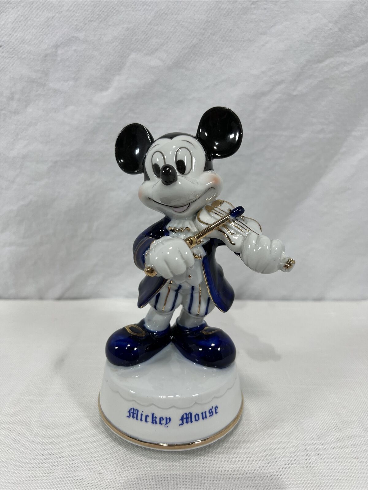 RARE TOKYO DISNEY Mickey Mouse Violin Music Box Ceramic Doll Figure Bach Style