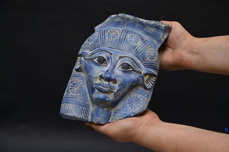 Rare Pharaonic funerary Hathor Mask : Authentic Ancient Egyptian Artifact BC
