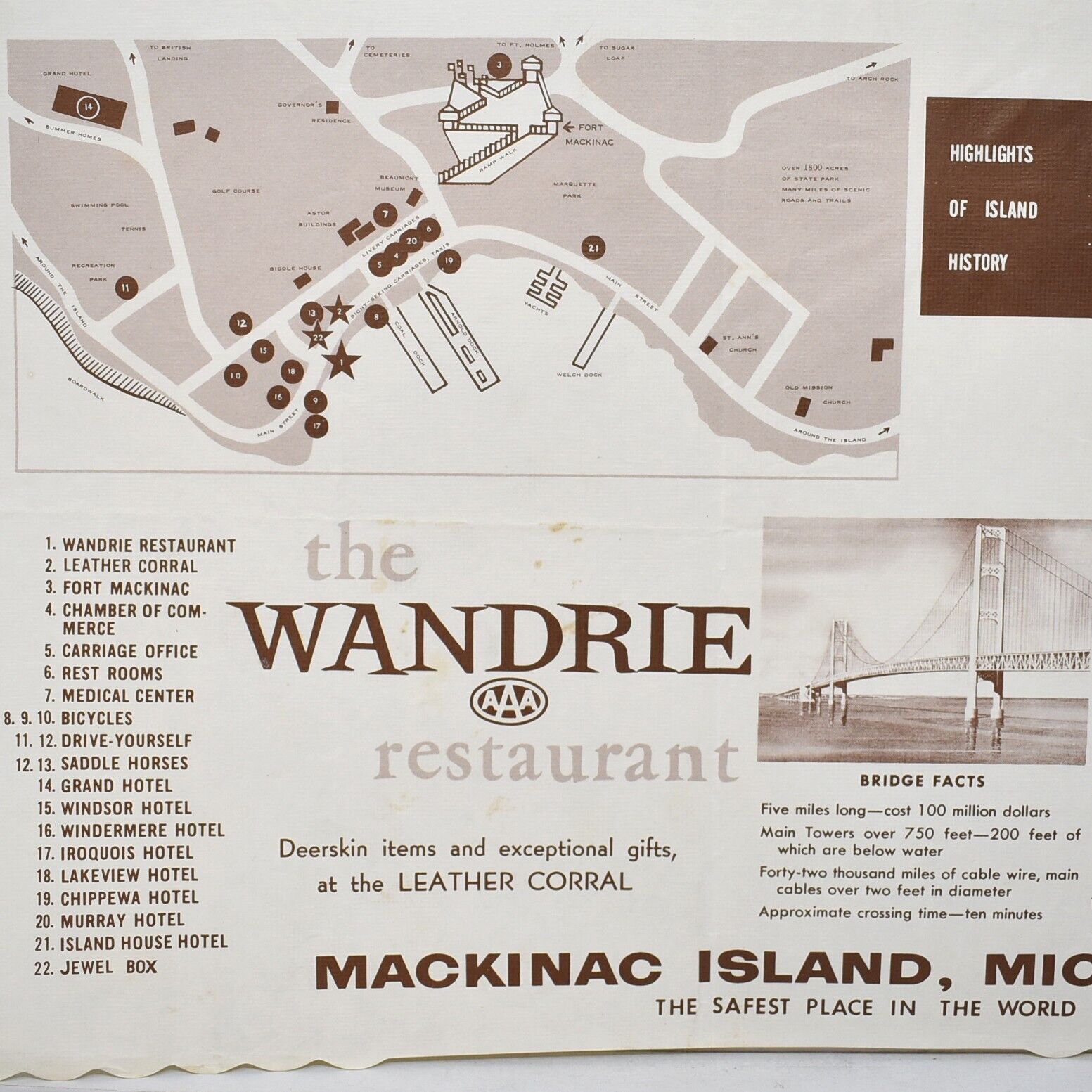 1960s Otto R Anna Wandrie Restaurant Leather Corral Mackinac Island Wisconsin