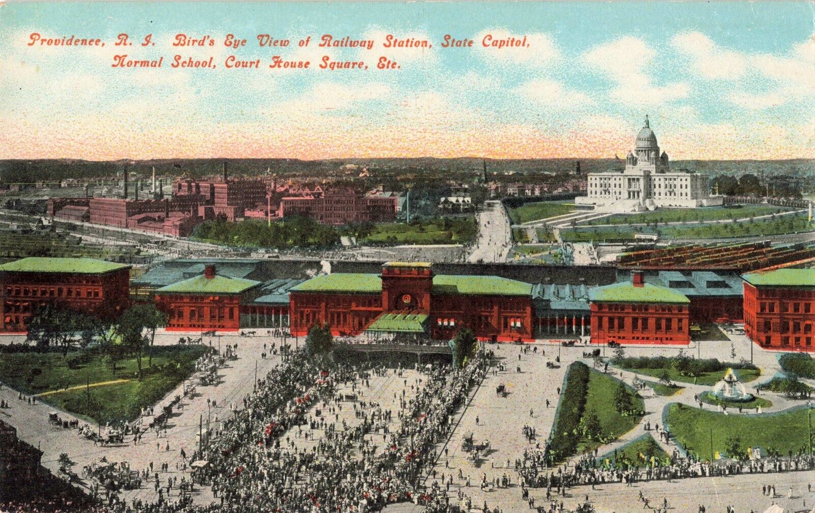 Aerial View of Providence, Rhode Island RI - Vintage Postcard