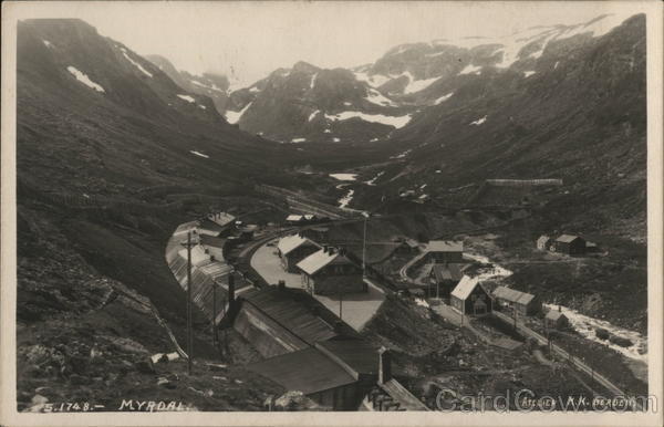 Norway RPPC Bird\'s Eye View of Myrdal Station Real Photo Post Card Vintage