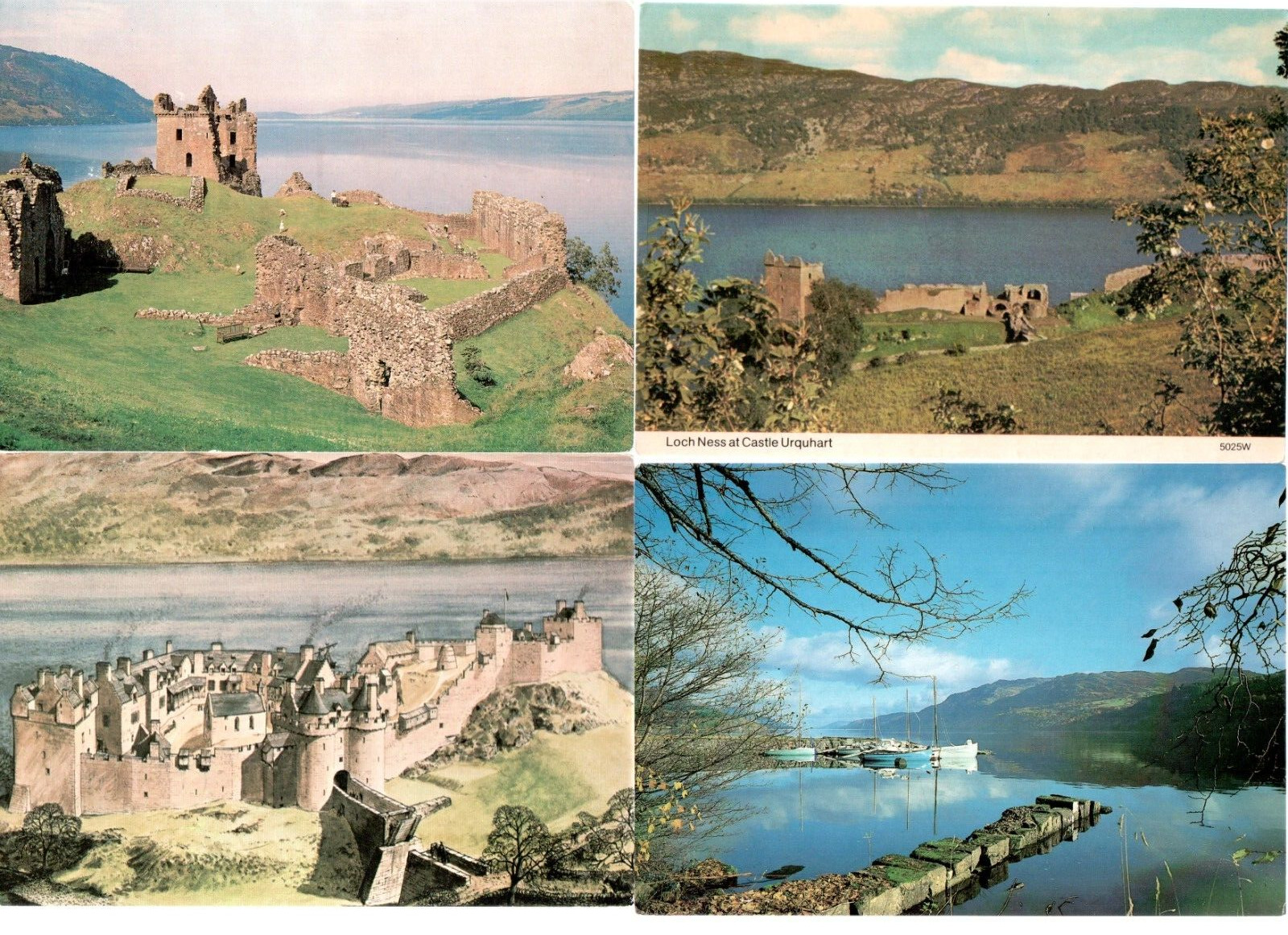 Postcards Urquhart Castle Loch Ness Inverness Shire Scotland Unposted Vintage