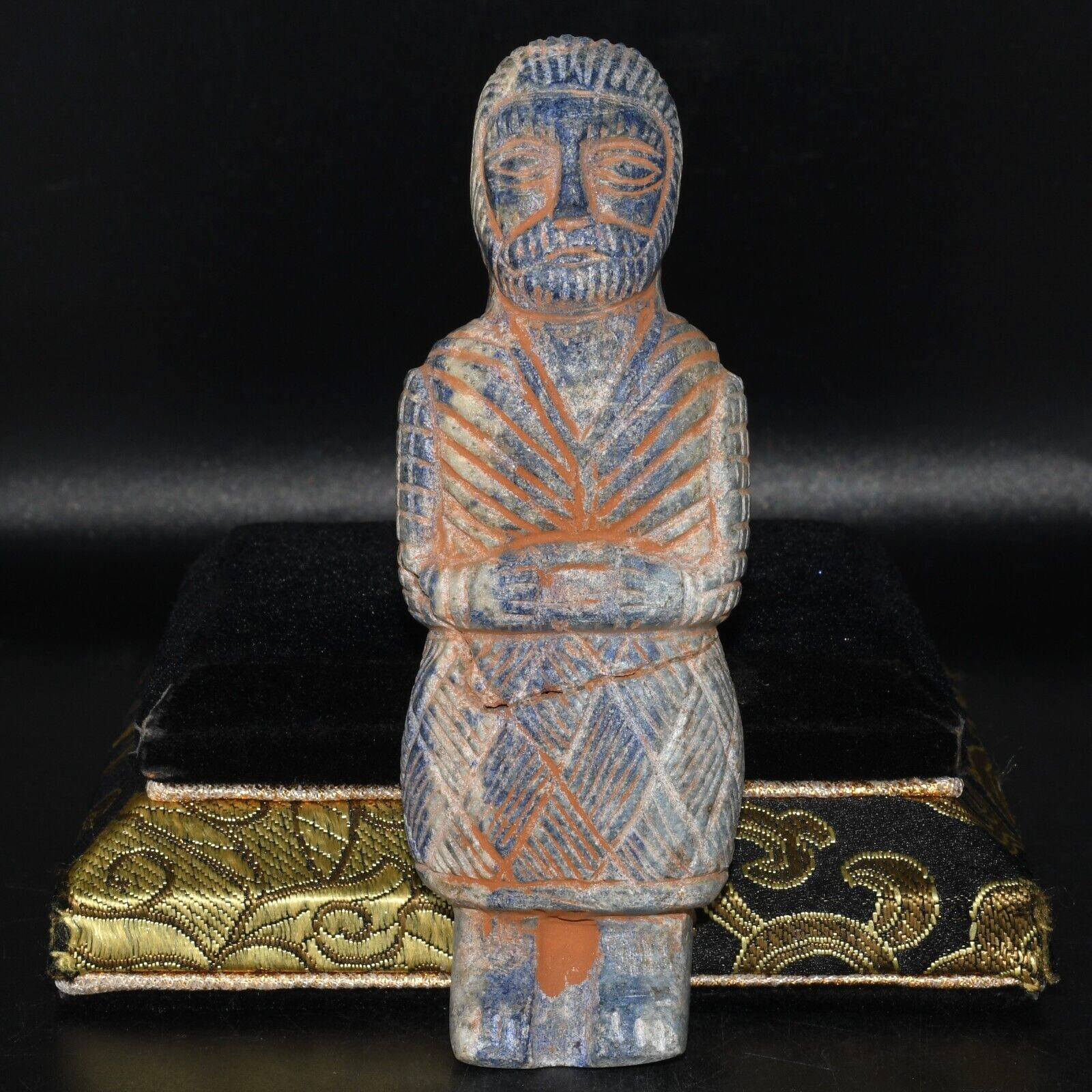 Rare Ancient Near Eastern Nobleman Lapis Lazuli Stone Idol Statue Figurine