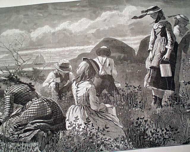Artist WINSLOW HOMER Gathering Berries 1874 Harper's Weekly PRINT Illustration 