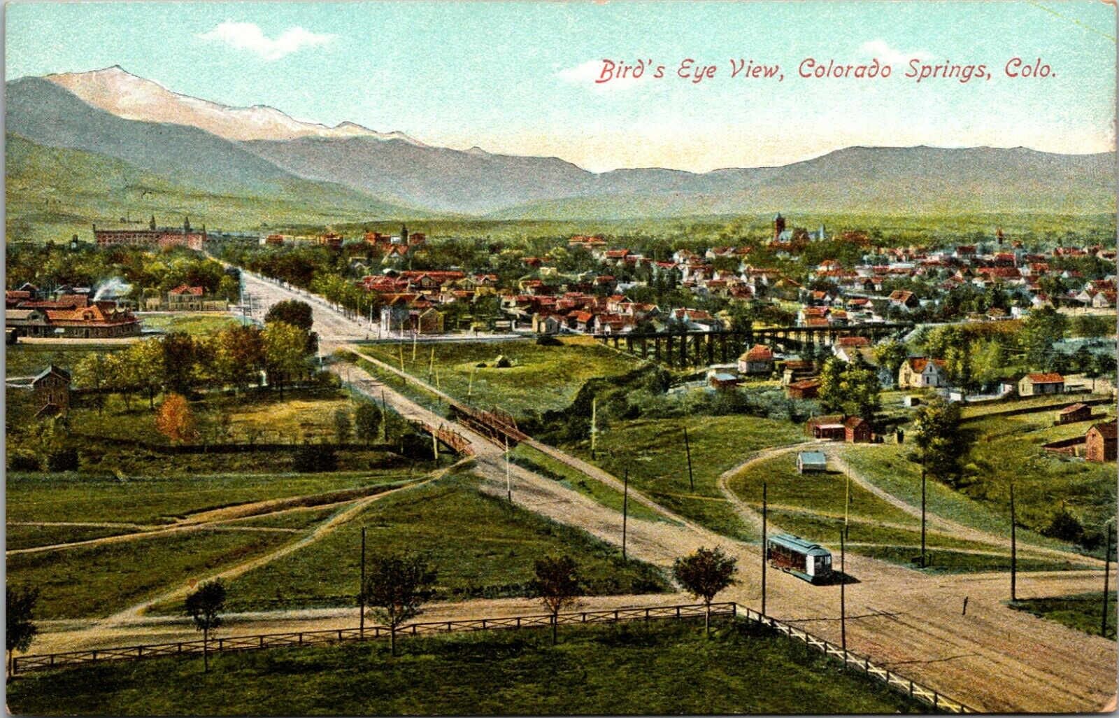 Birds-Eye View Colorado Springs Postcard (Early 1900s)