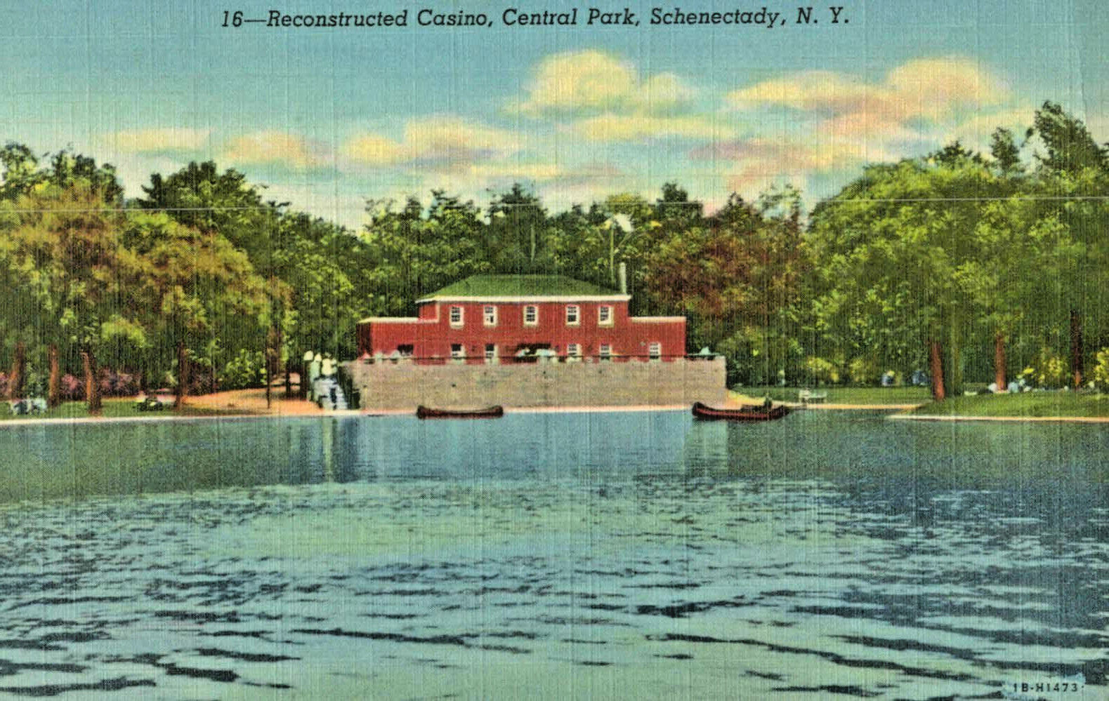 VIntage Postcard-16, Reconstructed Casino, Central Park, Schenectady, NY