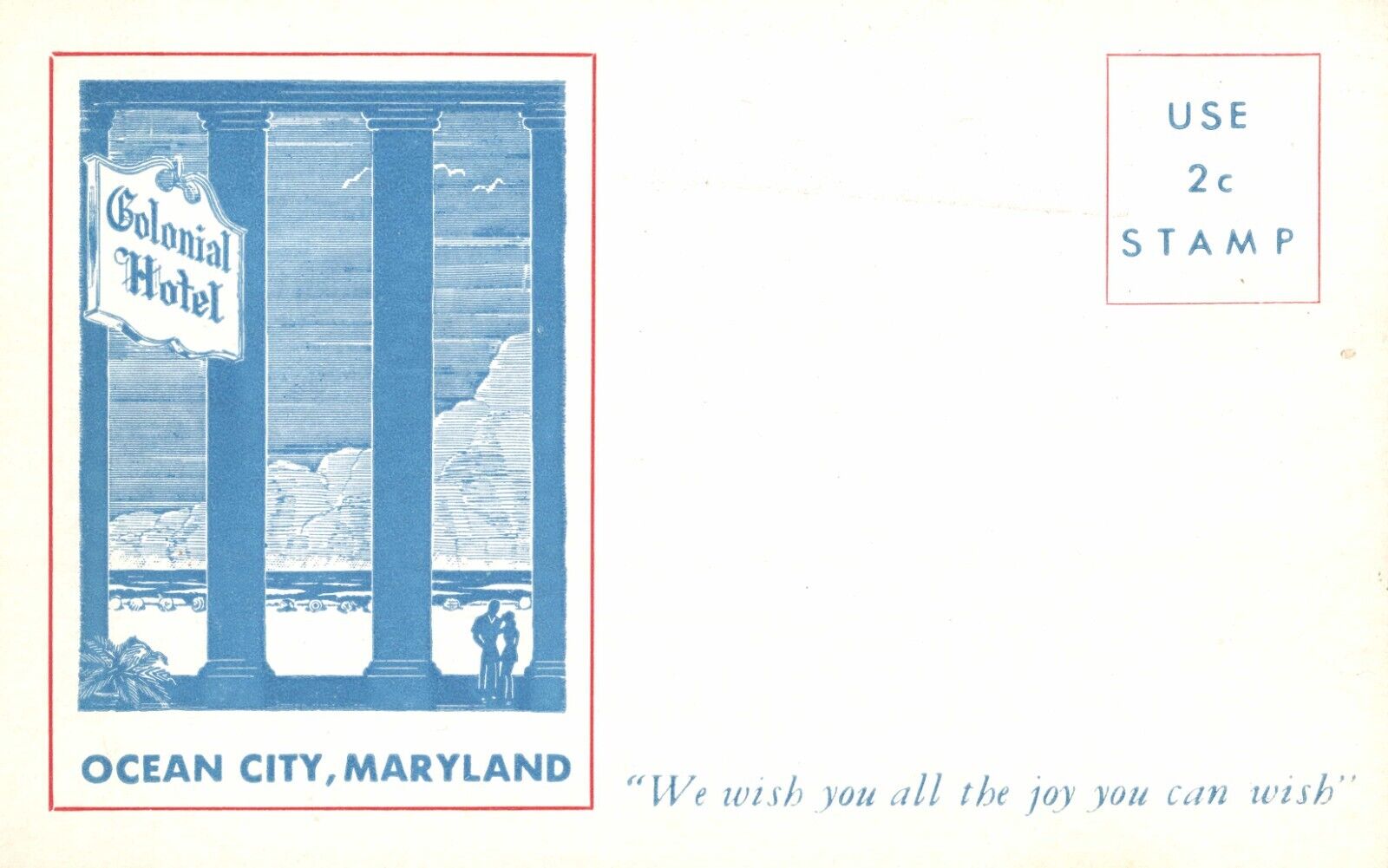 Colonial Hotel Ocean City Maryland Postcard