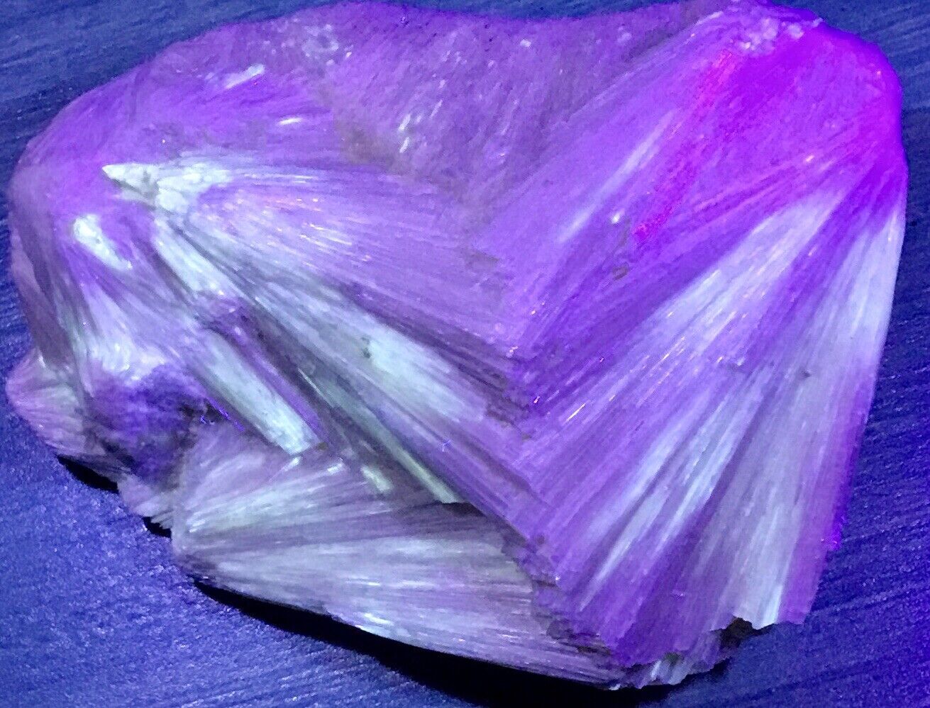 87g Fluorescent Pectolite Crystal Mineral Specimen Vandermade Quarry, New Jersey
